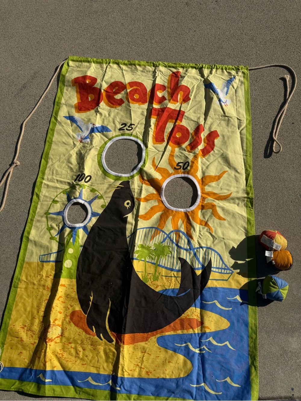 Pottery Barn Kids Beach Toss Game Mat - Yellow Seal Design